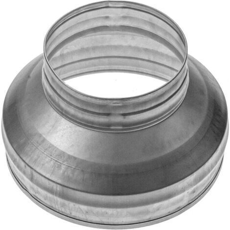 Round conduit reducer from 20 cm to 12.5 cm in galvanized steel (drain, waste and ventilation), reducing connection (metal, 20 to 12.5 cm) (1/4)