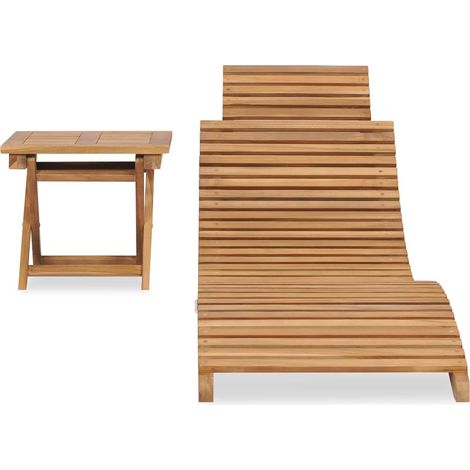Maison Exclusive - Chaise longue pliable avec table Bois de teck solide