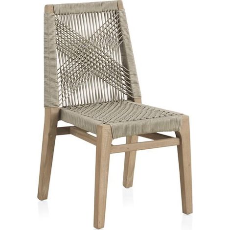 x4 chaises en bois d'acacia et corde naturelle style croci - bois naturel et corde taupe (1/5)