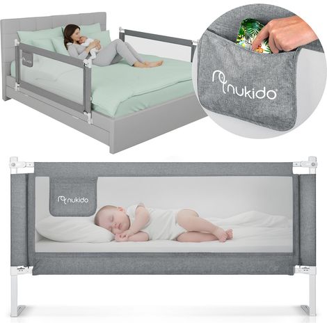 Barriera di sicurezza per letto, cancelletto di sicurezza, serratura, 180 cm, Nukido NK-227, grigio (1/5)