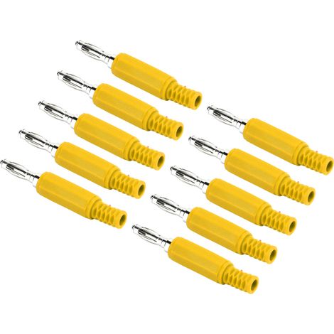 Lot de 10 connecteurs banane 4mm/0,2in, gaine isolante spiralée, laiton PE, jaune, pour accessoires de sécurité. (1/5)