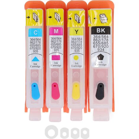 4 Cartouches d'Encre HP 934/935 - Noir, Bleu, Magenta, Jaune - Recharge Compatible avec Officejet 934 et 935 (1/5)