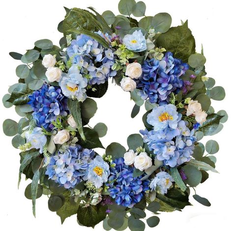 Guirlande Florale Artificielle - 45 cm - Hydrangée Pivoine - Pour Porte Extérieure Mur Jardin - Décoration Printemps Été Fêtes - 1 Pièce (1/2)