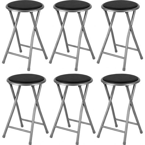 Set 6 Sgabelli Bar Casa Cucina Moderni Metallo 30x30x45 cm nero