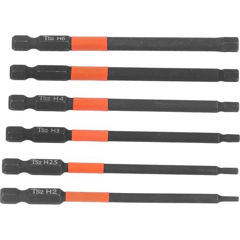 6-teiliges Set mit elektrischen Schlagschraubern, Kreuzbohrern, starken Magneten und schwarzen 1/4-Zoll-Sechskantschaft-Schraubendreherbits (1/5)