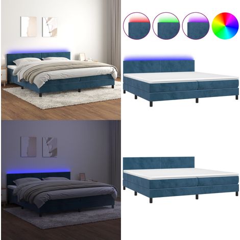Boxspringbett mit Matratze & LED Dunkelblau 200x200 cm Samt - Boxspringbett - Doppelbett - Samtbett - Luxusbett - Bettrahmen - Home & Living (1/5)