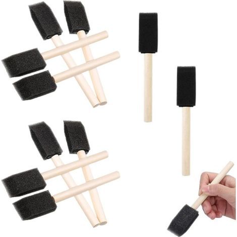 10 Pièces Pinceaux en Mousse, Pinceau Mousses de Peinture avec Manche en Bois, Pinceaux Éponges pour l'Acrylique, Art, Vernis (1/4)