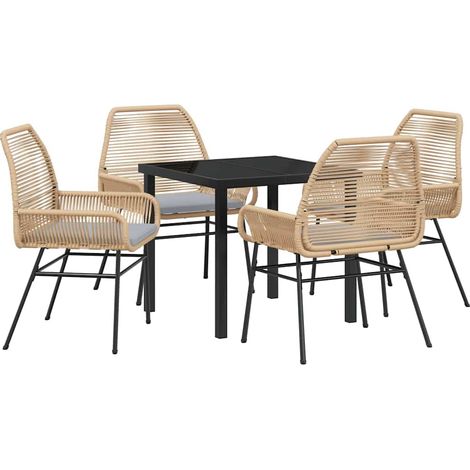 Garden Dining Set 5 pcs Brown Poly Rattan vidaXL (1/5)
