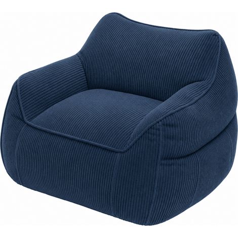 Pouf Fauteuil velours côtelé - 100x110 cm Bleu foncé Bananair (1/5)