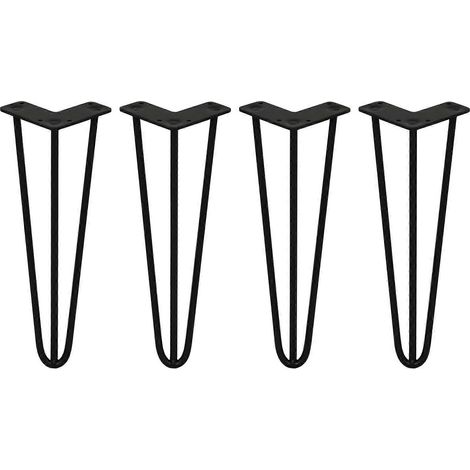 Pieds de table en épingle à cheveux, 14 pouces (36 cm), paquet de 4 pièces, acier noir robuste de 10 mm d'épaisseur, conception à 3 griffes, capacité de charge de 300 kg. (1/5)