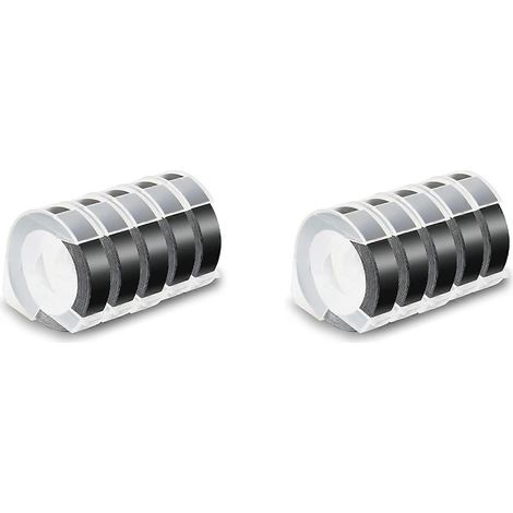 10 rouleaux de ruban d'étiquettes gaufrées Dymo, étiquettes 3D de 12 mm, fond noir avec lettrage blanc, compatibles avec l'organiseur DM1595 Xpress Pro (1/5)