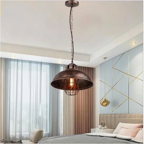 E27 Lampe Suspension Luminaire Industrielle Salon Lustre Plafonnier en Fer Forge Vintage pour Chambre Cuisine (1/4)