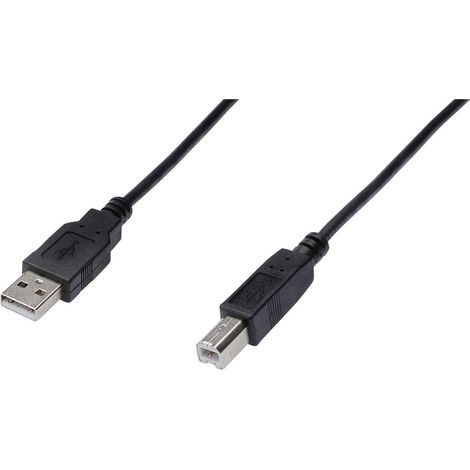 Digitus USB-Kabel USB 2.0 USB-A Stecker, USB-B Stecker 1.00 m Schwarz Rund, doppelt geschirmt AK-30