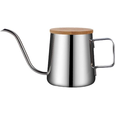 Wasserkocher für Campingkaffee, 350 ml, Geschenkidee, langer, schmaler Ausguss, schnell aufheizender Wasserkocher, Tropfkaffeekessel-argent (1/5)