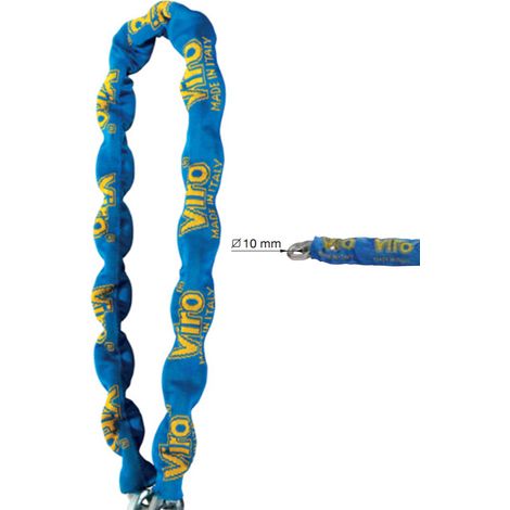 Viro Catena Moto e Scooter, Sezione Semiquadra 10 mm, Lunghezza 200 cm, In Acciaio Speciale, Rivestita in Guaina Blu Antigraffio