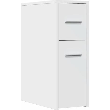 Maison Exclusive - Armadietto da Bagno Stretto con Ruote Bianco in Truciolato