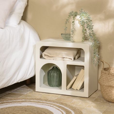 HELENA - Chevet 3 niches 50x30cm en bois peint couleur beige (1/5)