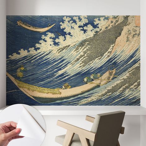 Papier peint adhésif autocollant pour salon chambre à coucher peint imprimé pour mur Vagues 104x70 cm (1/5)