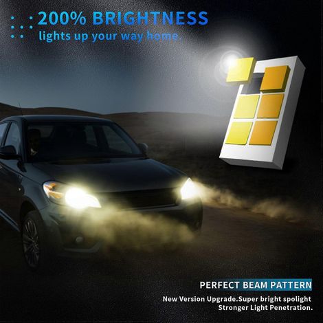 Ampoules LED H8/H9/H11 pour phares de voiture, étanches IP67, 3000K/4300K/6000K, 200W, 40 000 lm (1/4)