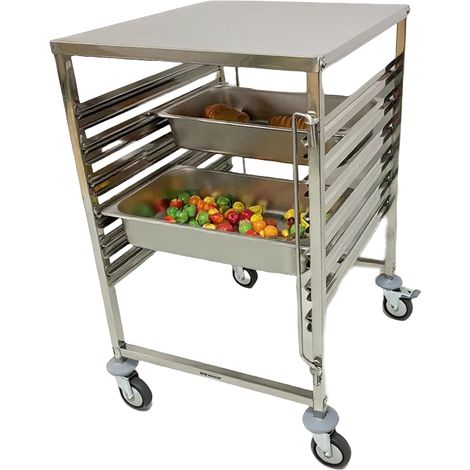 Chariot à échelles inox GN 2/1 - 6 niveaux avec plateau PREMIUM - GOLDINOX (1/4)