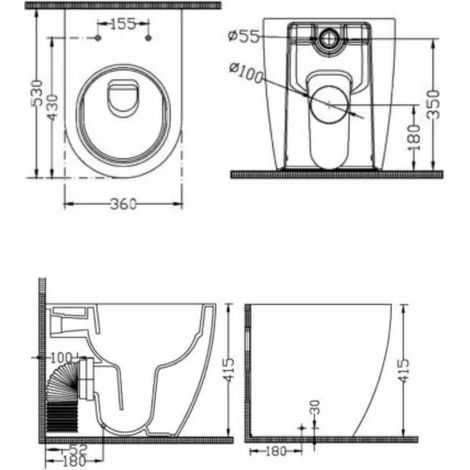 WC NEW LUNA Installazione Filomuro + Sedile Termoindurente Soft Close SLIM Ceramica - Colore BIANCO (1/2)