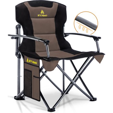 Symino Chaise Pliante Camping Max de 150kg avec Accoudoirs - Fauteuil Pliable pour Jardin/Pêche/Extérieur