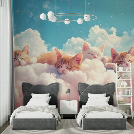 Papier Peint Animaux - Chatons dans les Nuages - 150 x 250 cm (1/2)