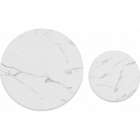 Elegante tablero redondo con aspecto de mármol blanco, disponible en 2 tamaños (Ø70 cm y Ø50 cm), superficie de melamina duradera, tablero moderno compatible con diferentes tipos de patas de mesa. (1/5)