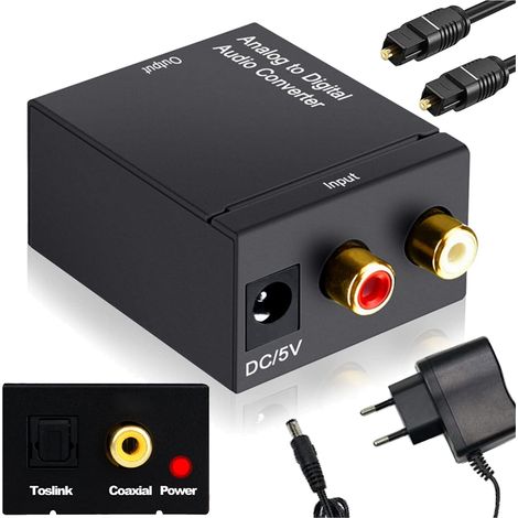 Adattatore audio da 2x RCA L/R (cinch) a toslink o coassiale (1xRCA) (1/5)