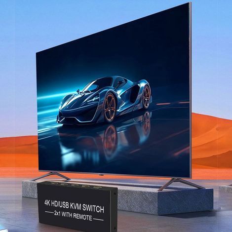 BelleRise – 4K@60Hz HDMI KVM-Switch – 2 Computer, 1 Monitor – 4 USB-Anschlüsse – Büro/Besprechungsraum (1/5)