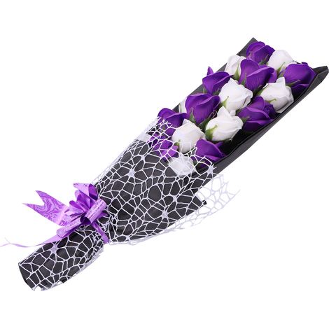 Cadeau de Noël, 18 fleurs de savon, cadeau d'anniversaire original, fleurs de savon roses romantiques, coffret de pétales de bain artificiels, cadeau de décoration de mariage pour votre petite amie, 1 (1/5)