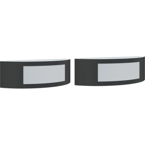 Lot de 2 appliques murales d'extérieur design moderne 31,5 x 9 x 10 cm en acier inoxydable noir