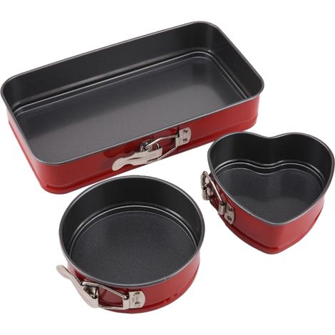 Moule À Charnière - Fond Amovible - Antiadhésif - Pour Gâteaux - Acier Au Carbone - 3 Pièces (1/5)