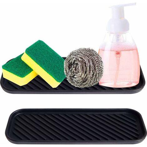 Lot de 2 Porte-éponge, silicone antidérapant, séchage rapide, organisateur évier, cuisine salle de bain (1/5)