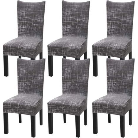 QORVA-Ensemble de 6 housses de chaise extensibles – Tissu polyester spandex durable – Largeur 14-20 pouces – Hauteur 20-24 pouces