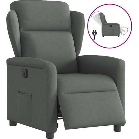 Sillón reclinable eléctrico de tela gris oscuro