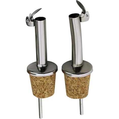 New Day Solutions NDS Lot de 2 becs verseurs en acier inoxydable et liège pour huile d'olive avec couvercle rabattable à charnière Idéal pour le vin, l'alcool, le café, le sirop et le vinaigre (1/4)