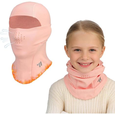 Kinder Sturmhaube Fleece Warm Atmungsaktiv für 4-12 Jahre, Multifunktionale Skimaske Rosa (1/5)