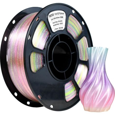 transparent clignotant PLA+ filament 1,75 mm, gradient transparent arc-en-ciel 3D imprimante 1KG bobine, filament 3D matériau d'impression 3D 1.75mm, +/- 0,02mm, arc-en-ciel clignotant (1/5)
