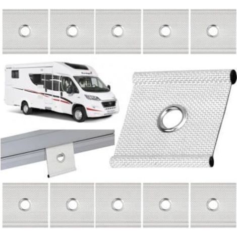 Un ensemble de 12 crochets pour rails de tuyauterie - accessoires pour voiles d'ombrage et camping-cars (1/4)