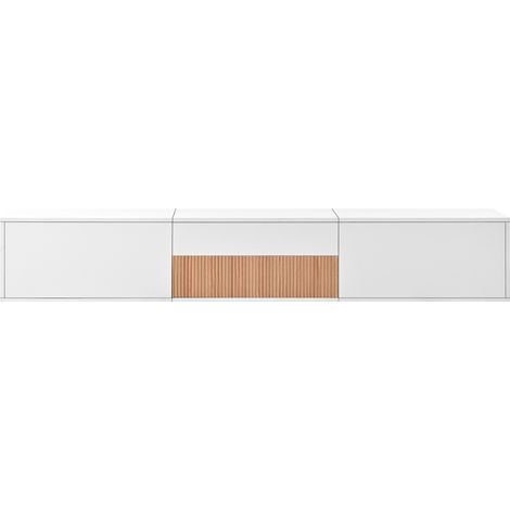 Meuble TV moderne blanc avec rangement et support pour projecteur 180 x 34 x 30 cm (1/5)