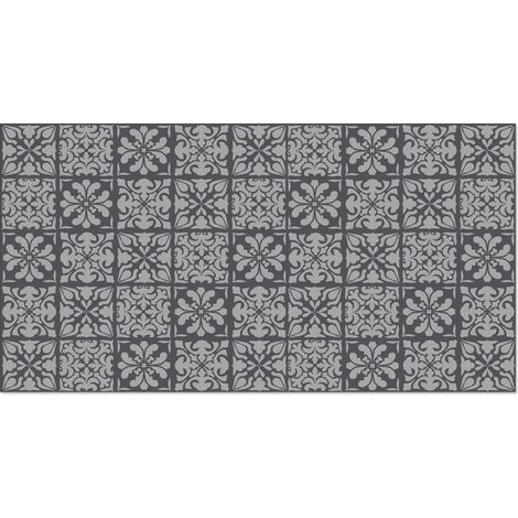 Lupia Pannello Paraschizzi Schienale Cucina con decorazione stampata, CERAMIC AZULEJOS GREY, in Alluminio composito, Facile da applicare, Lavabile Ignifugo Resistente all'Acqua 60xH62,5 cm (1/4)