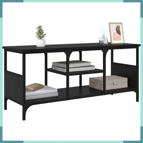 881306 Meuble TV Chêne noir 100 x 35 x 45 cm Bois d'ingénierie et fer (1/5)
