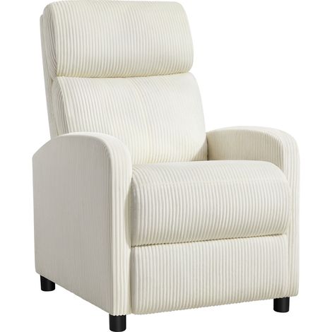 Homevive Sillón de Masaje Silla Relax para Televisión Sofá Individual Butaca con Reposapiés Ajustable para Salón Dormitorio Cine Beige Pana (1/5)