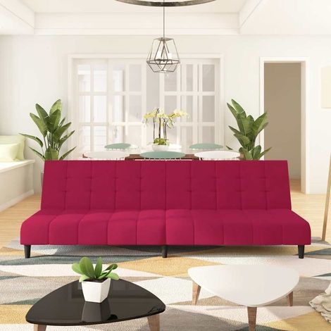 Schlafsofa 2-Sitzer Weinrot Samt