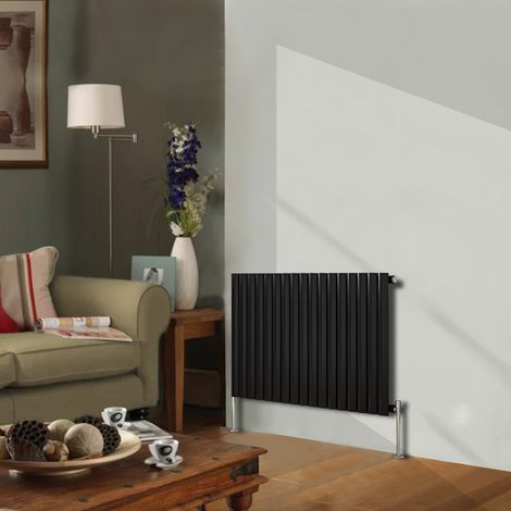 Designer Radiator 600x1003mm Single Oval Column Horizontal Black (1/4)