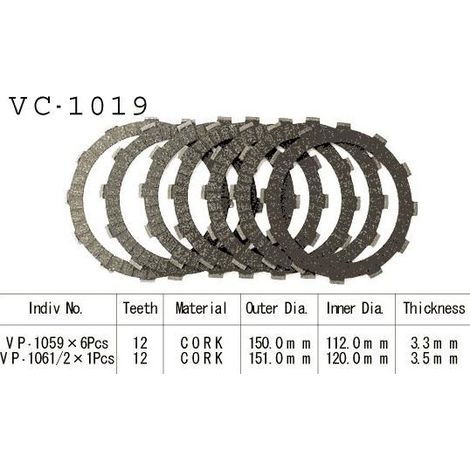 Kit Disques d'Embrayage Garnis Cb750 F2 Seven-Fifty 1992/2002 (1/3)