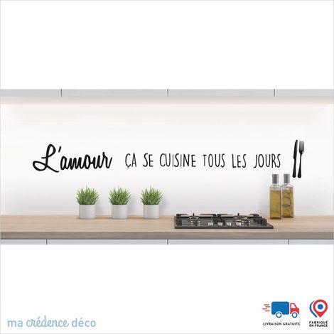 Crédence : L'AMOUR ÇA SE CUISINE 1 - Couleur noir - Alu composite - 60 - 120 (1/3)