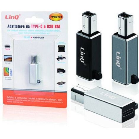 Linq - Adattatore Da Type-c Femmina A Usb-bm Maschio Per Stampanti Sintetizzatori Tpc9104 - (1/5)