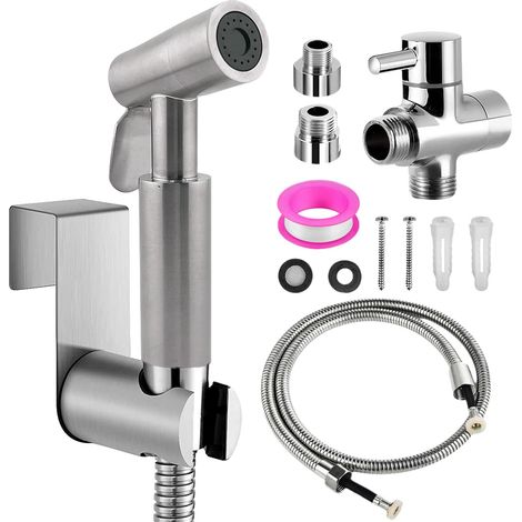 Bidet-Sprühkopf aus Edelstahl mit 3-Wege-Ventil (1/2-3/8"), ideal für die persönliche Hygiene und Reinigung. (1/5)